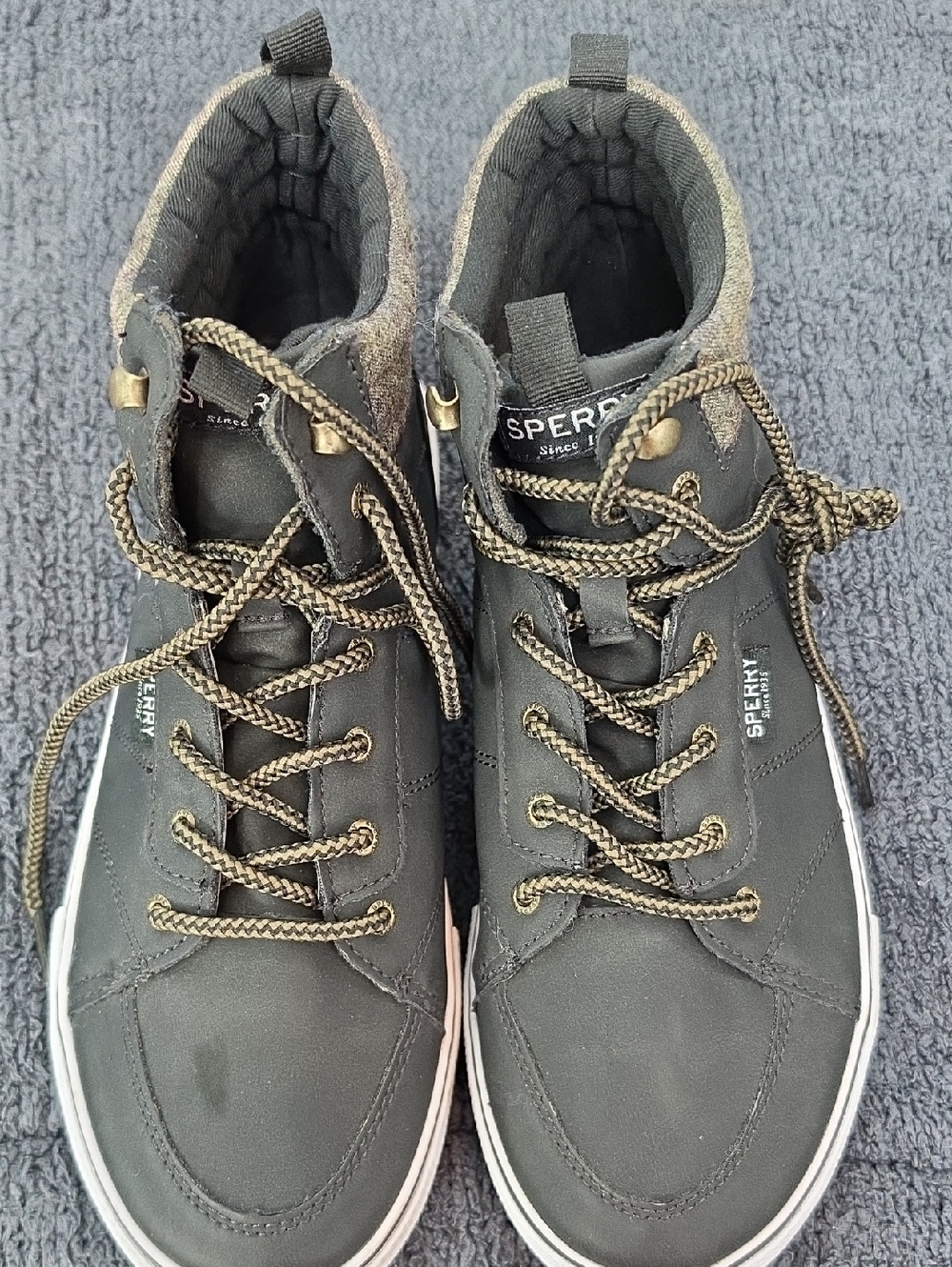 Sperry Kids Black and Olive High-Top Boots